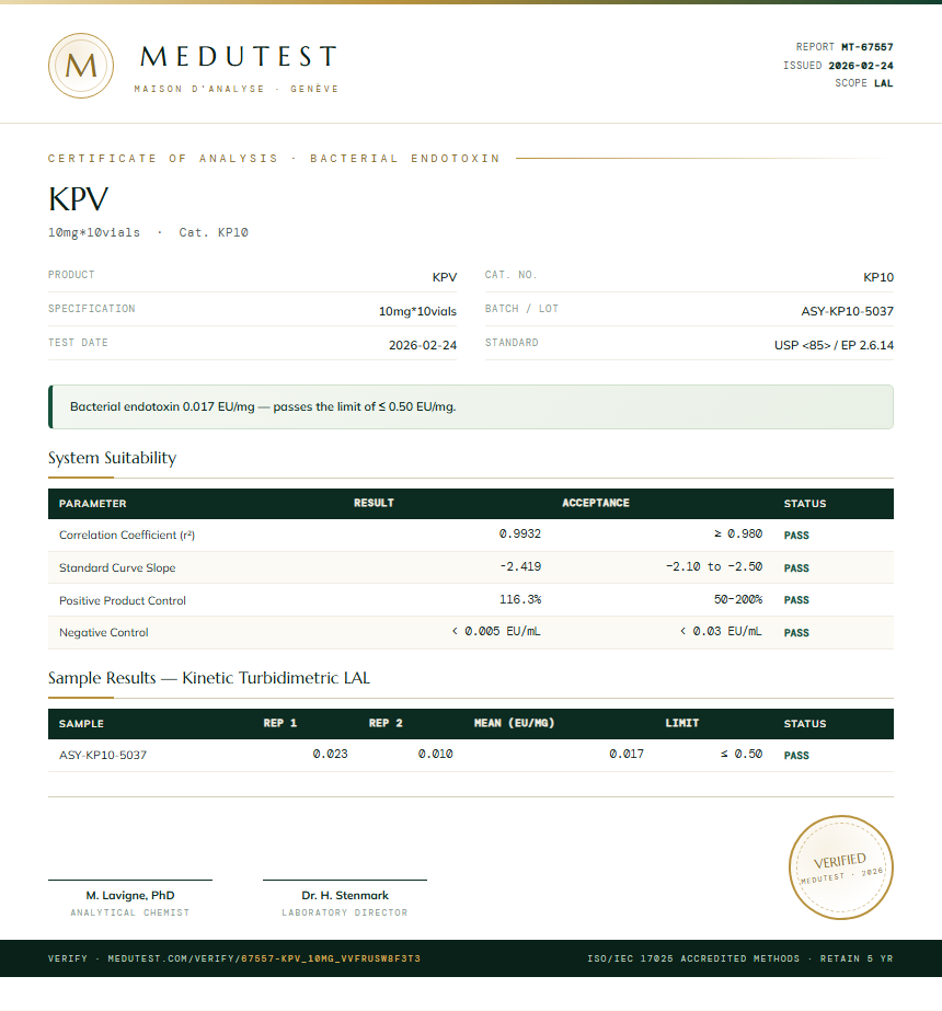 KPV Endotoxin report by Medutest